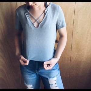 american eagle cropped striped shirt